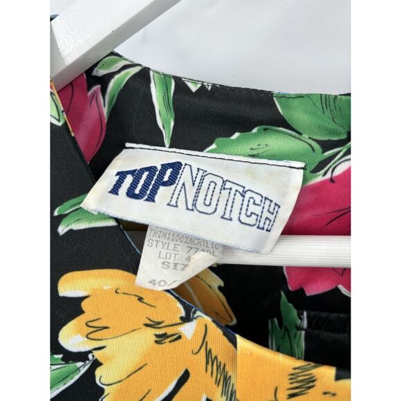 Top Notch Vintage Blouse Womens 20W Black Floral Print Short Sleeves Pleated - Picture 7 of 16